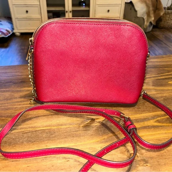 Michael Kors red with gold accent crossbody bag purse - Picture 5 of 6
